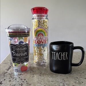 Rae Dunn Teacher Mug and Tumbler Set - Black and Multicolor
